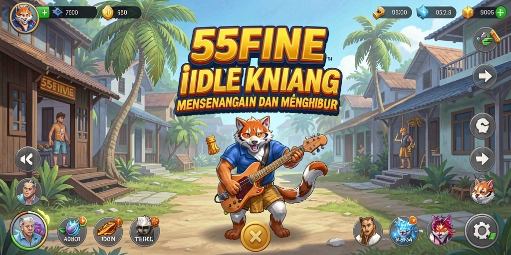 Screenshot dari gameplay <strong>55FIVE</strong> menampilkan kemajuan dalam permainan Idle.