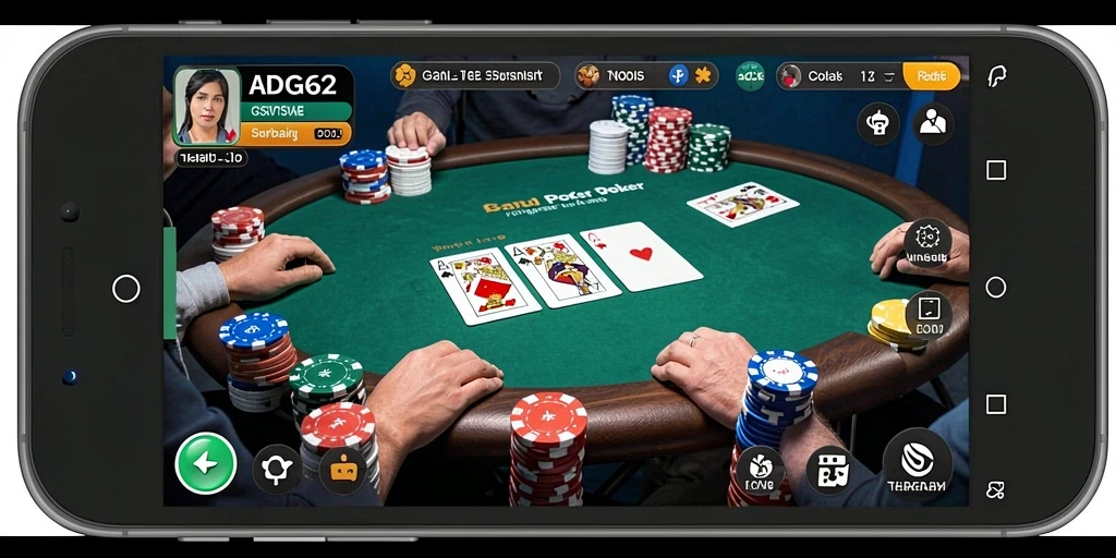 Tampilan gameplay Poker yang seru dan menarik di ADG62.