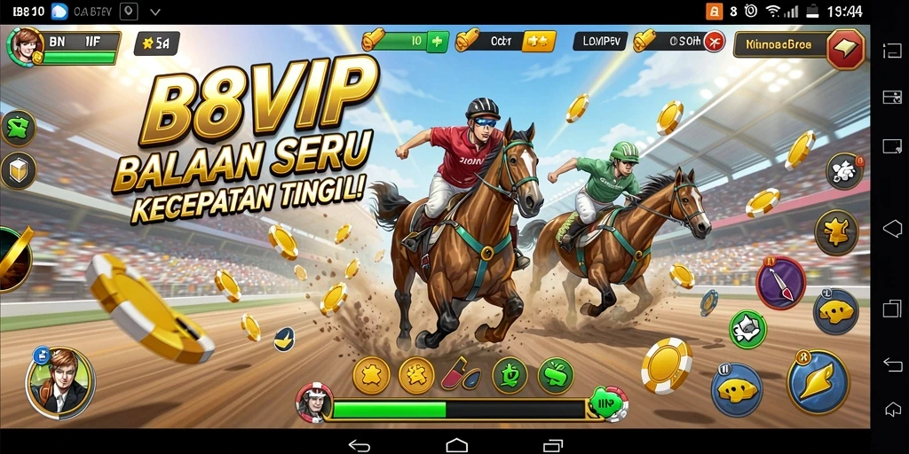 Tampilan gameplay B8VIP dengan aksi balapan yang mendebarkan.