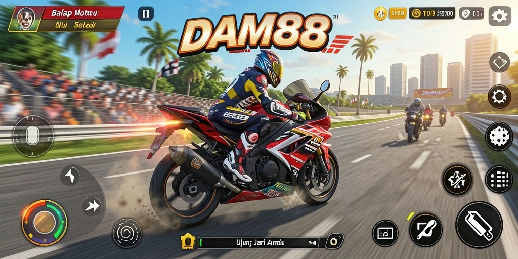 Tampilan seru dari gameplay balap motor di DAM88