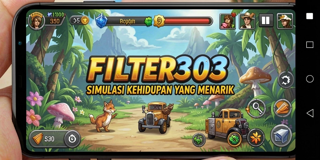 Tampilan gameplay menarik dari FILTER303 dengan karakter dan lingkungan yang dinamis.
