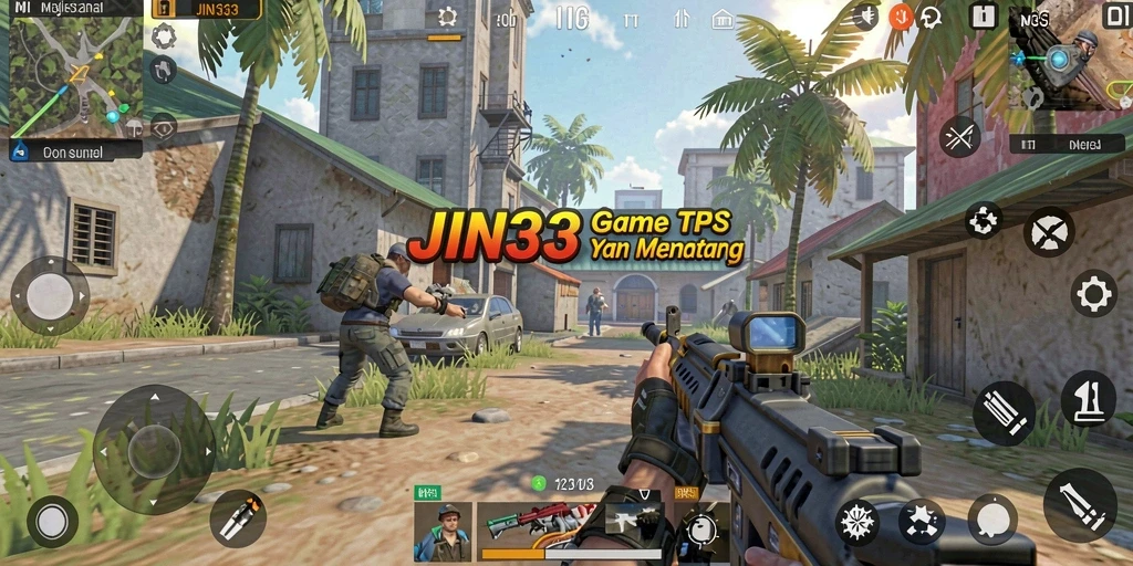 Screenshot utama JIN33 menampilkan aksi seru dalam pertempuran TPS.