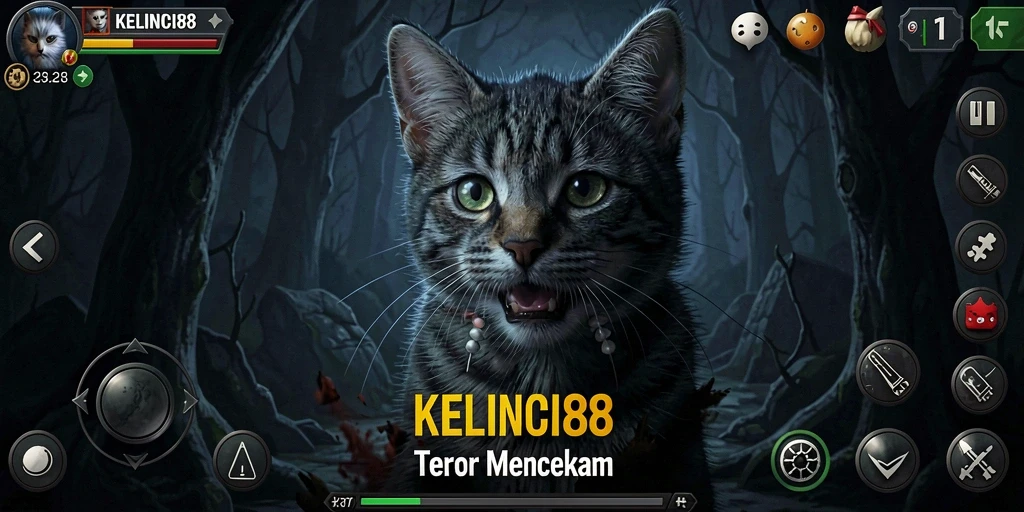 Screenshot gameplay KELINCI88 menampilkan suasana tegang dan menakutkan.