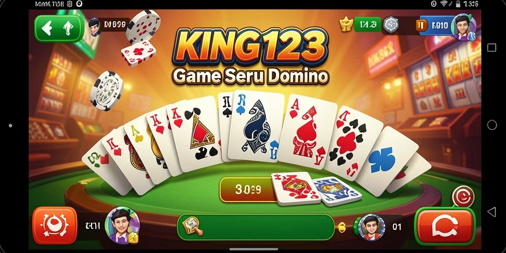 Screenshot gameplay utama KING123 menunjukkan serunya bermain Domino.