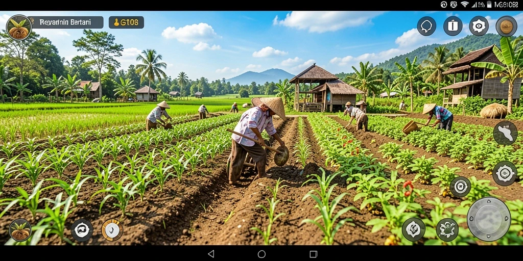 Screenshot gameplay MG108 menampilkan aktivitas bertani yang interaktif dan menyenangkan.