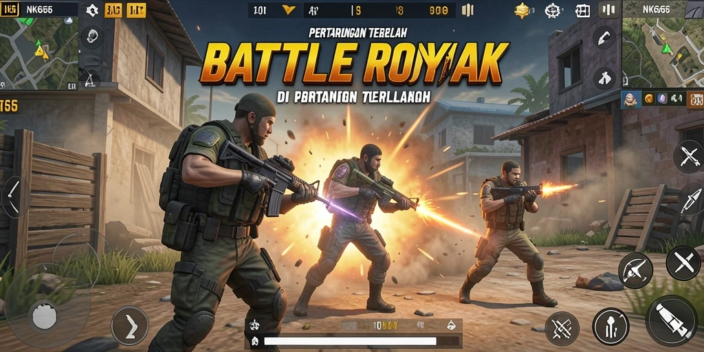 Gameplay seru NK666 dalam aksi Battle Royale.