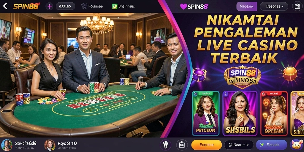 Screenshot gameplay Live Casino SPIN88 menampilkan dealer dan pemain yang sedang berinteraksi.