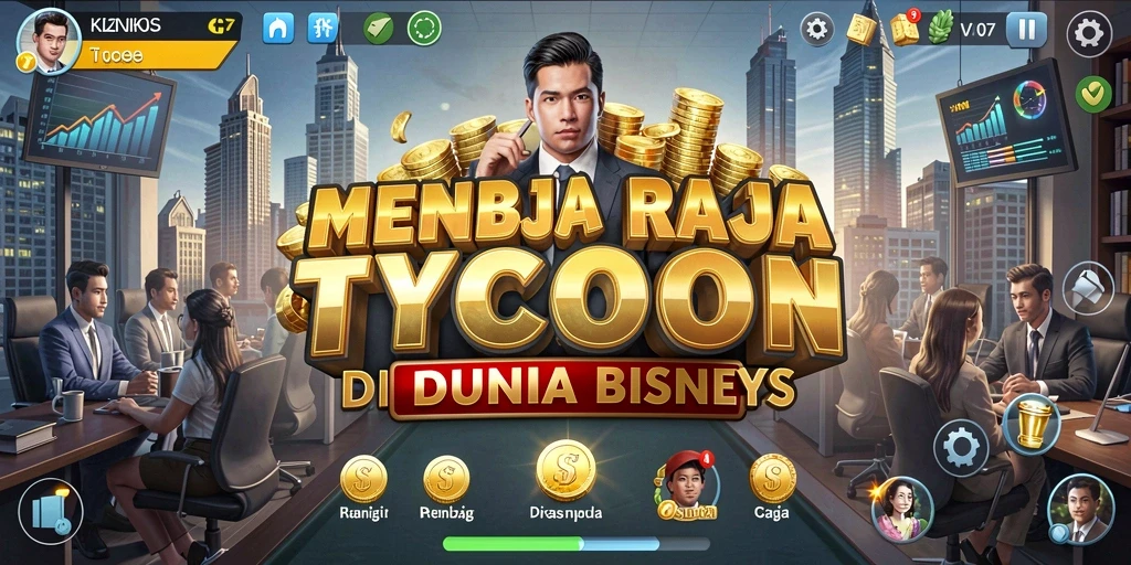 Tampilan gameplay V07 yang menampilkan strategi Tycoon yang mendalam.