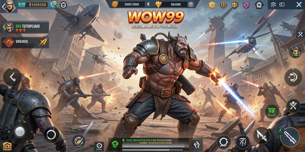 Screenshot menampilkan aksi intens dalam gameplay WOW99.